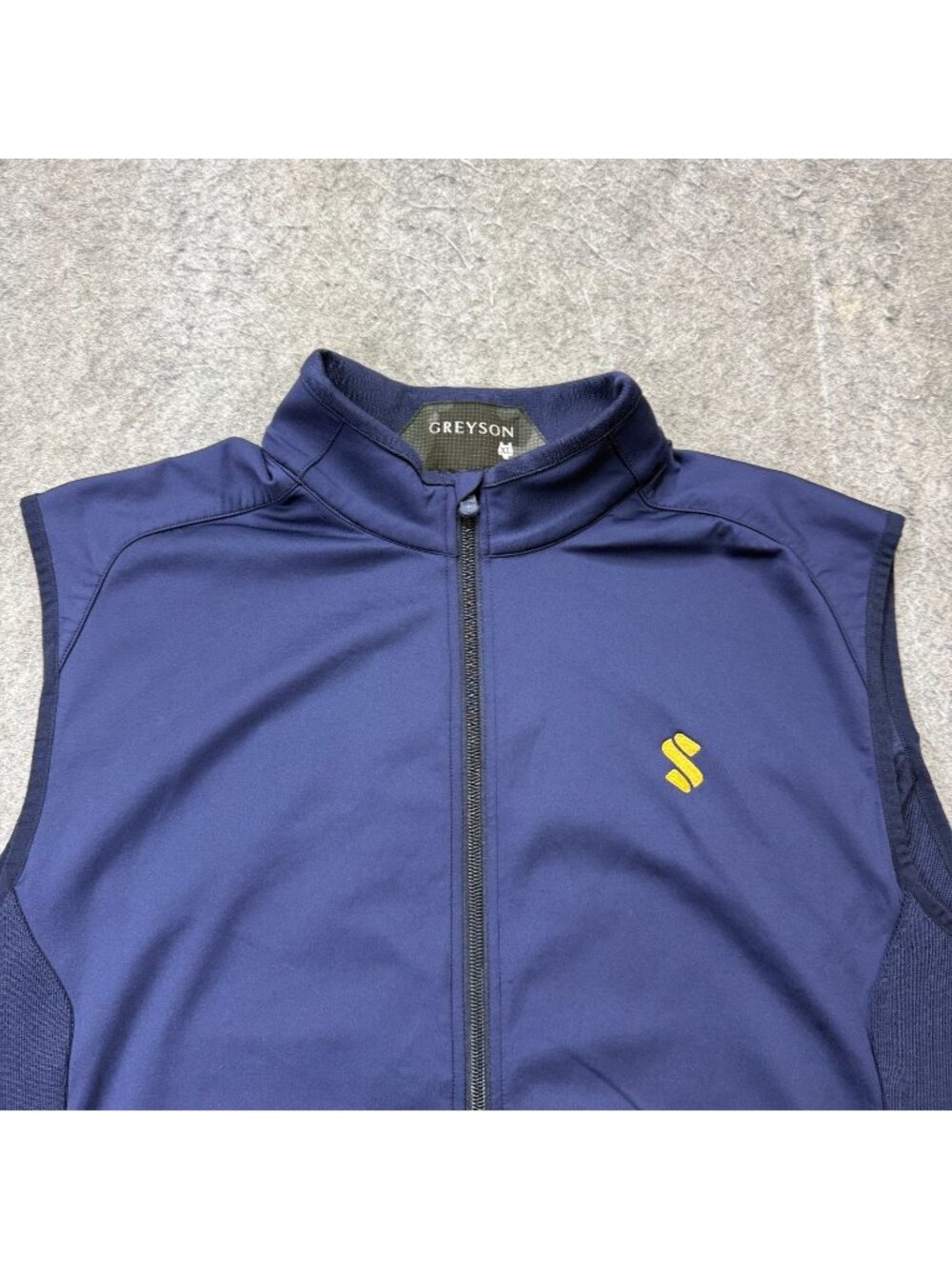 Greyson Full Zip Golf Vest Men XL Blue Nylon Stretch Adjustable Strap